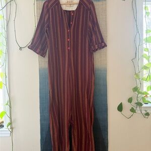 Ace & Jig Burgundy Patterned Cotton Jumpsuit